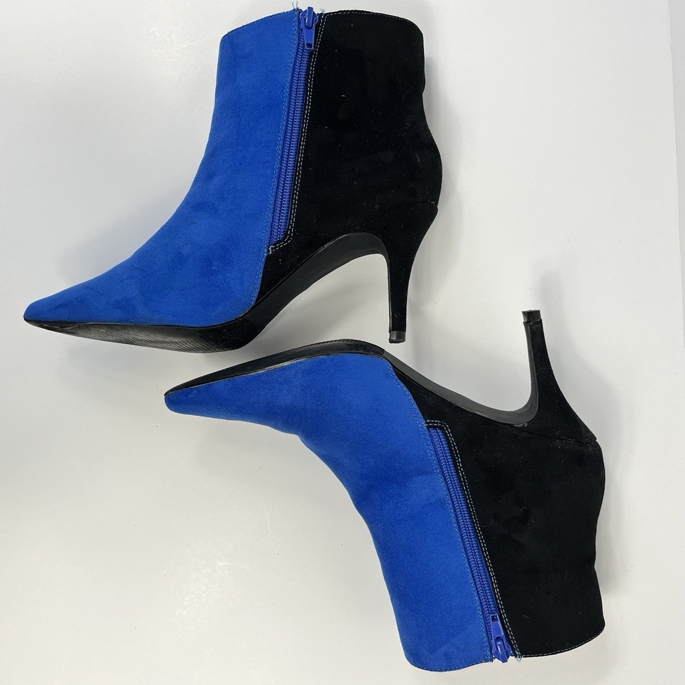 Dolce Womens Suede Stiletto Heel Ankle Boot Size 7.5 Blue Black Modern Sleek - Picture 7 of 13